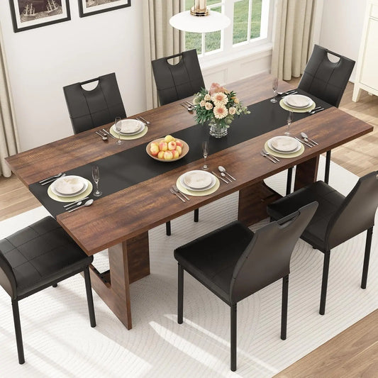 BIANXIANG Solid Wood Farmhouse Dining Table For Kitchen And Dining