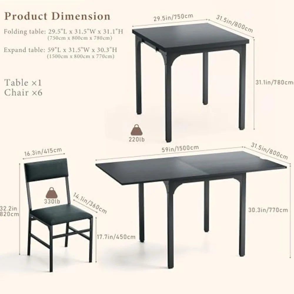 Guangbai 7 Piece Extendable Dining Table Set With Cushioned Chairs