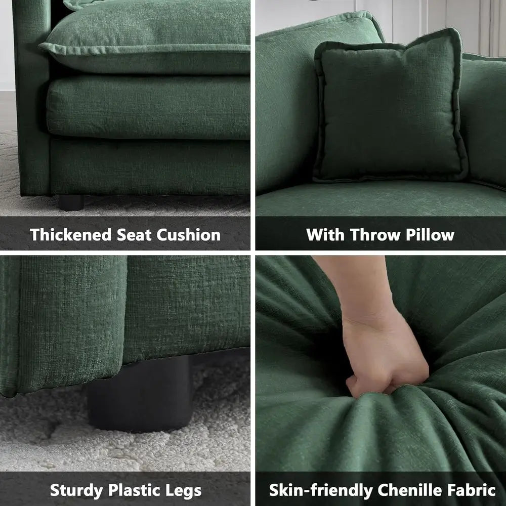 Luxurious 3 Piece Sofa Set With Removable Ottoman Storage