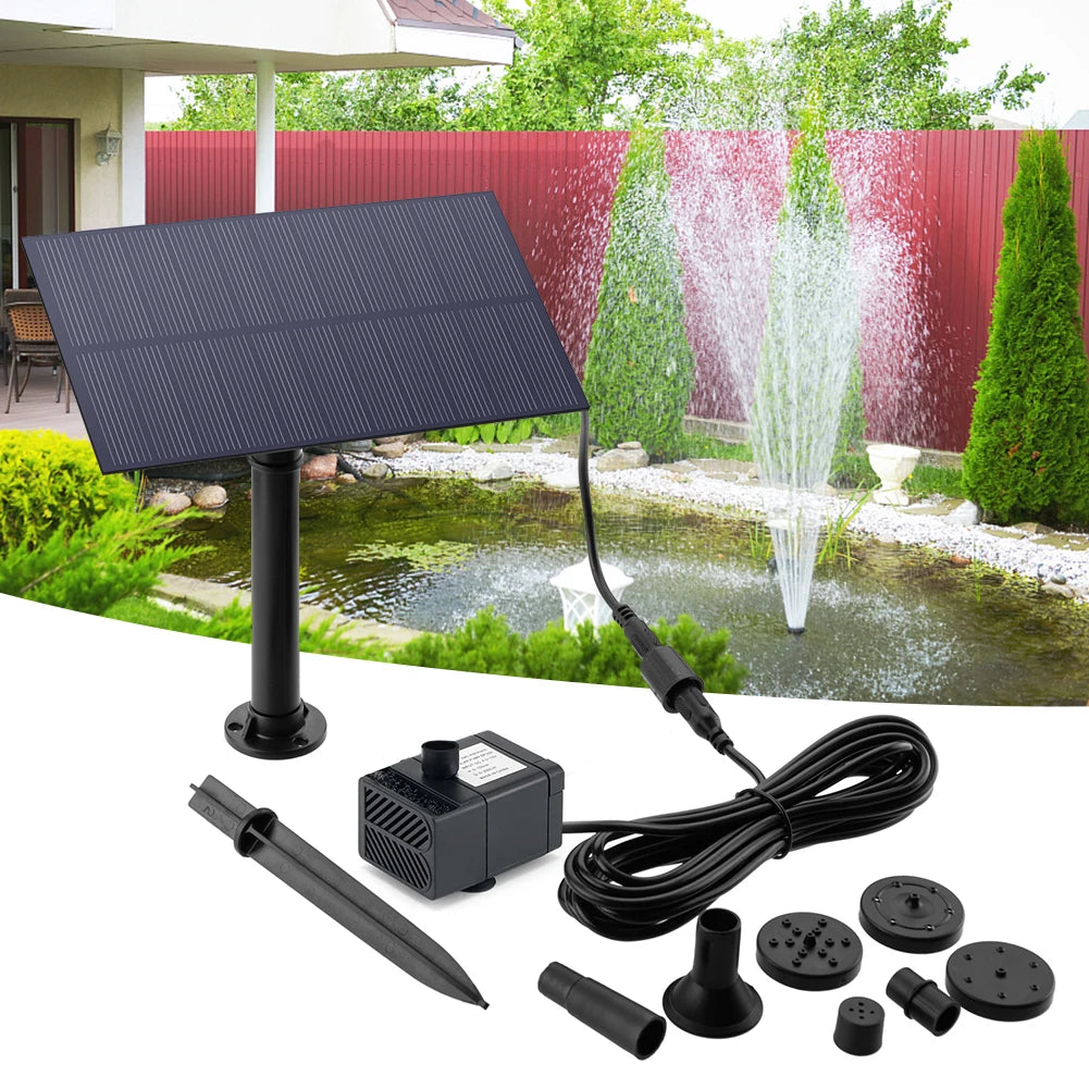 Solar Panel Fountain Pump 5W 180Lh for Garden and Aquarium