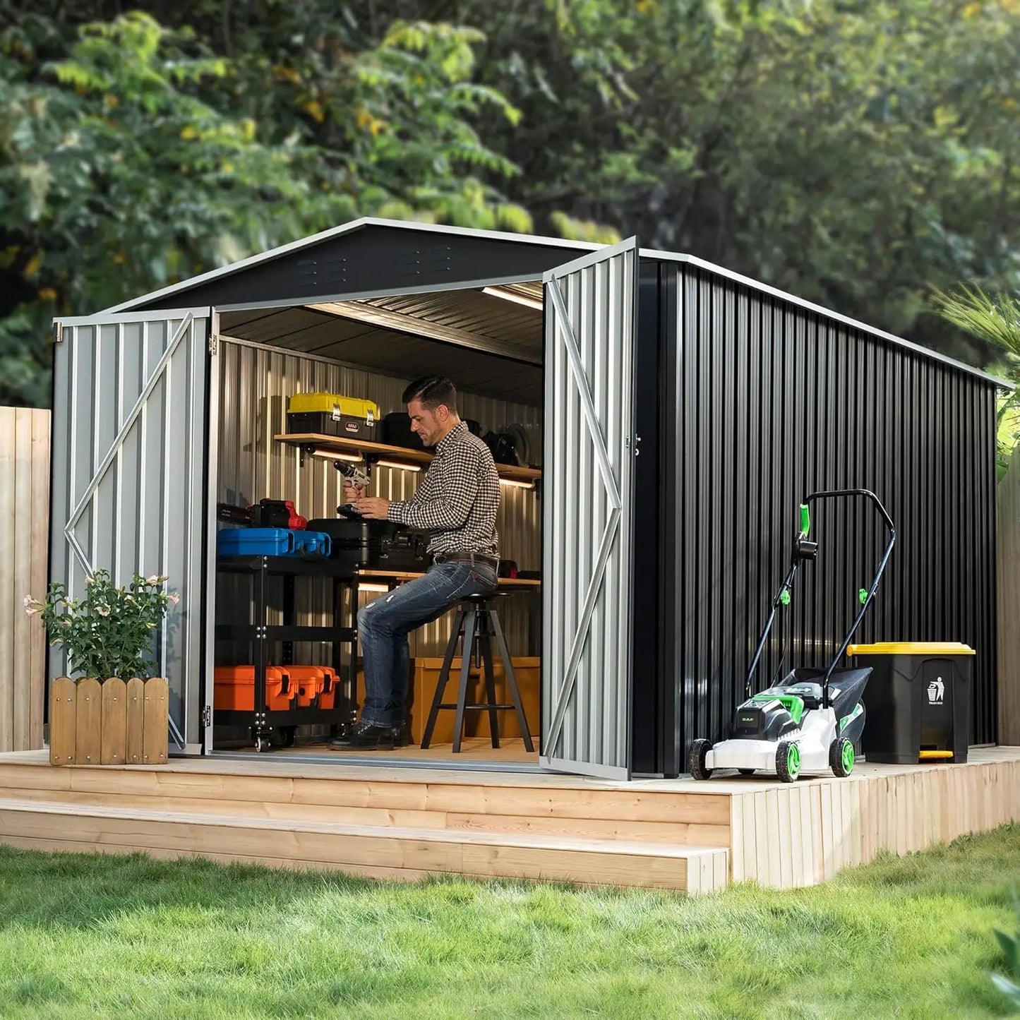 Outdoor Waterproof Metal Storage Shed With Reinforced Frame