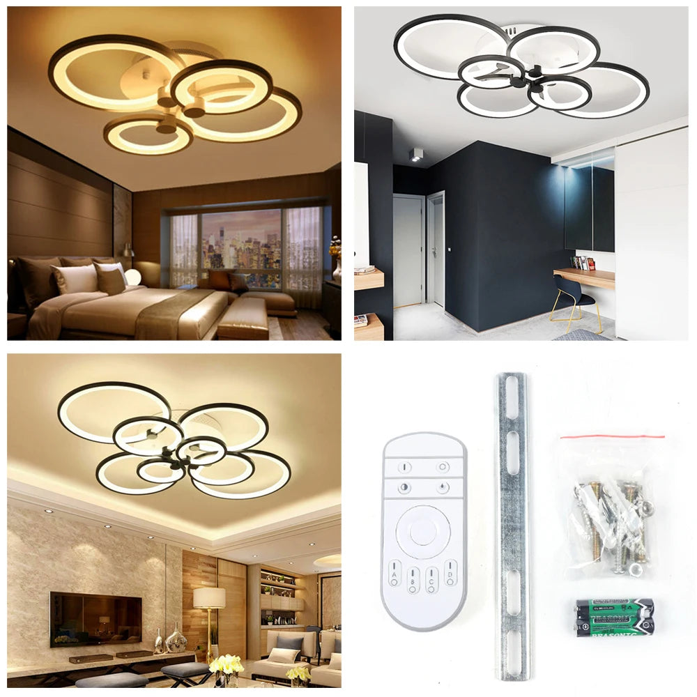 Acrylic LED Ceiling Light 4 6 8 Heads SteplessDimming FlushMount