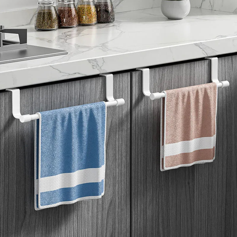 No Drill Over Cabinet Door Towel Rack Organizer for Kitchen