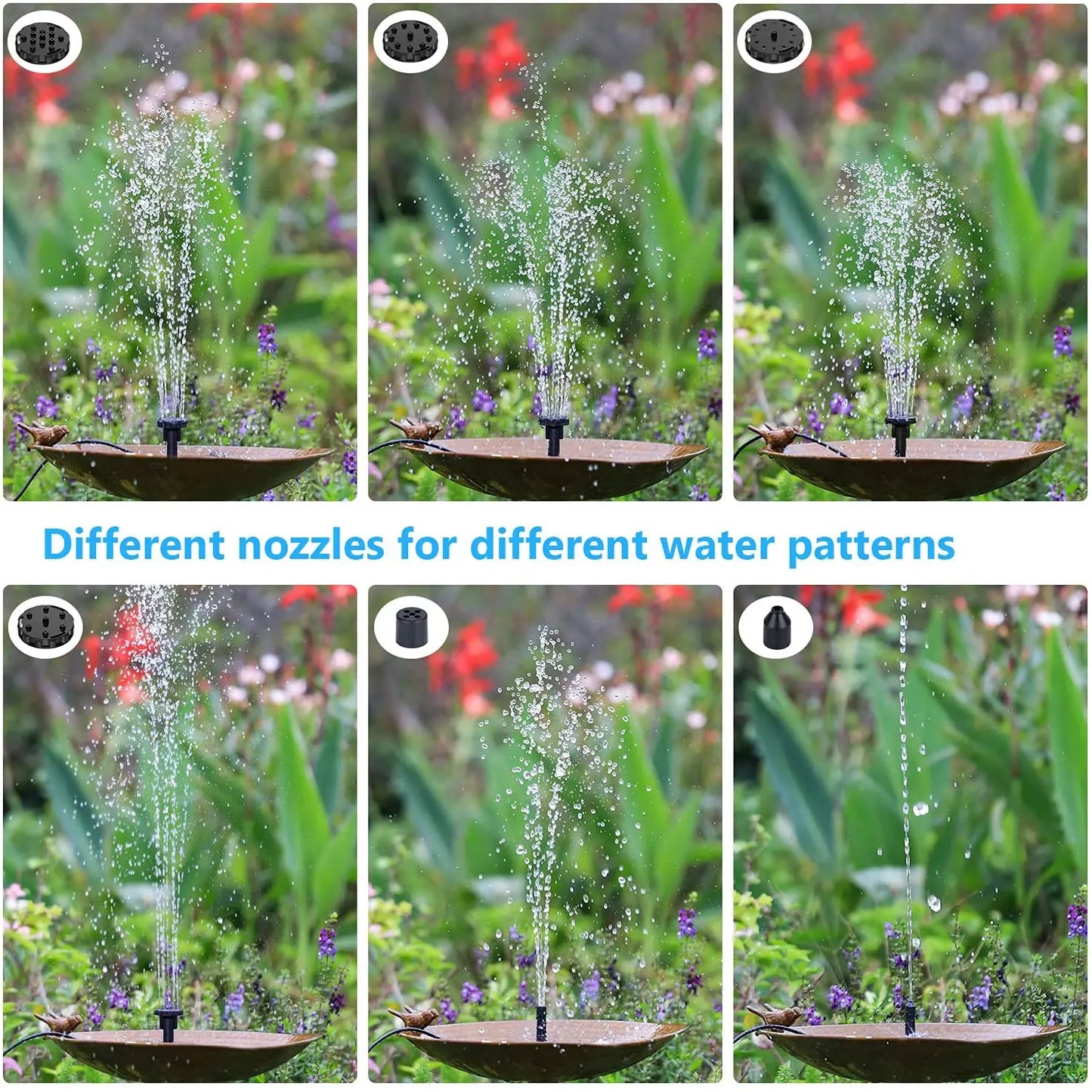 Solar Fountain Pump Kit Aquarium Pond With Nozzles Low Noise