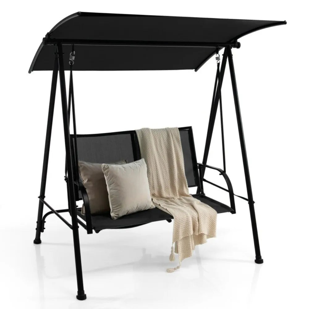 2-Seat Outdoor Patio Swing Chair With Fabric Seat And Frame