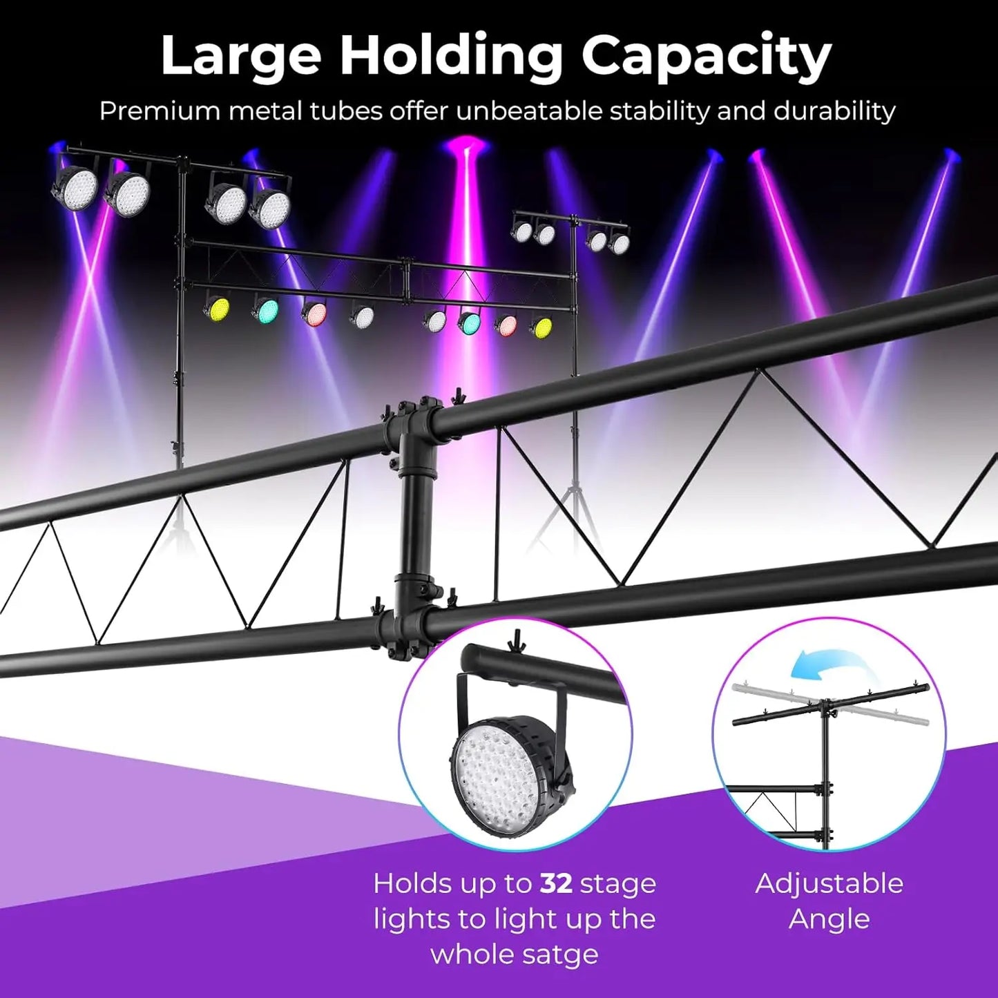 Stage Lighting Stand And Truss System With 220 Lb Capacity