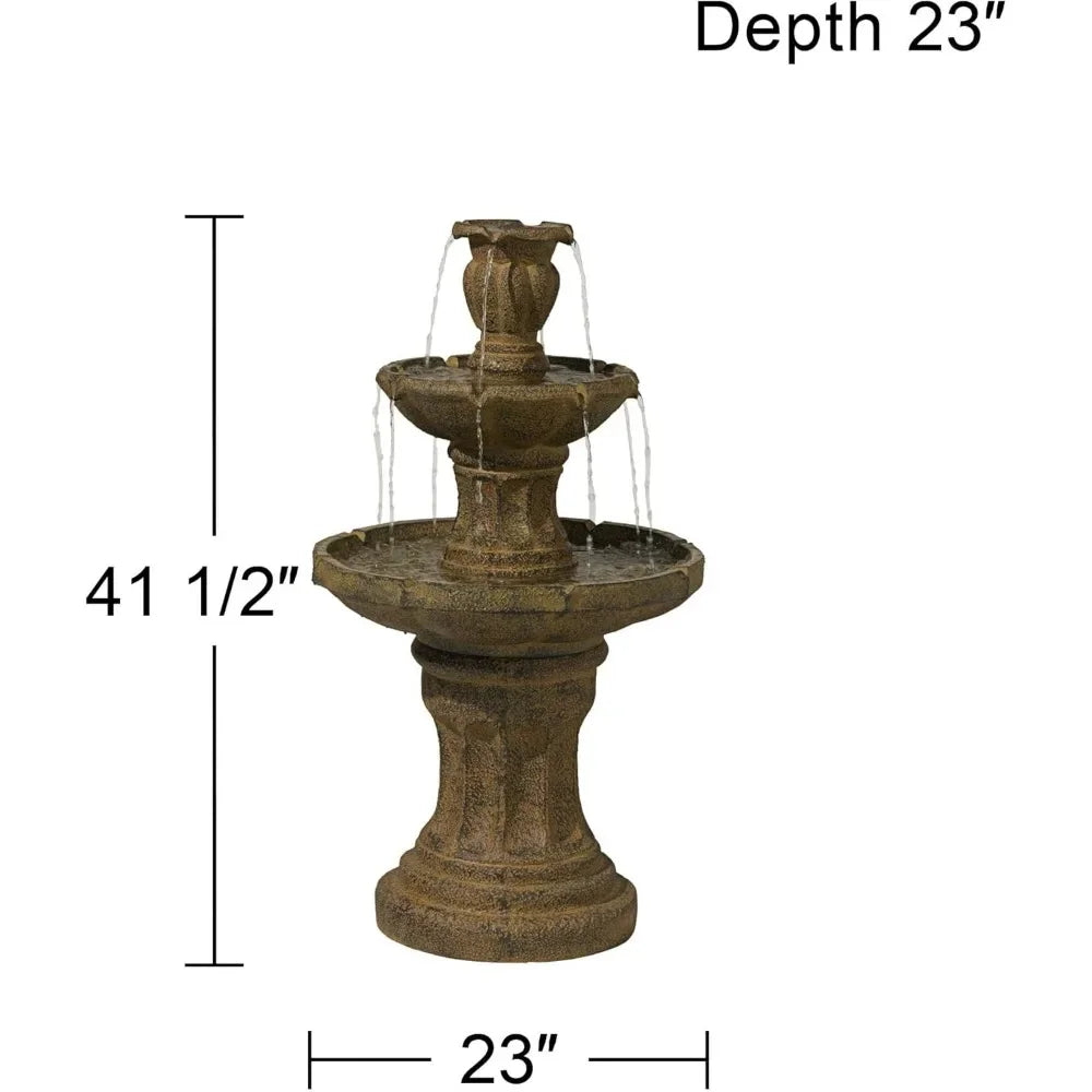 Rustic Outdoor Three Tier Floor Fountain For Garden And Lawn