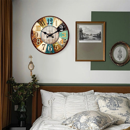 Constantplanet XMSJ Wooden Round Wall Clock With Lattice Roulette Design