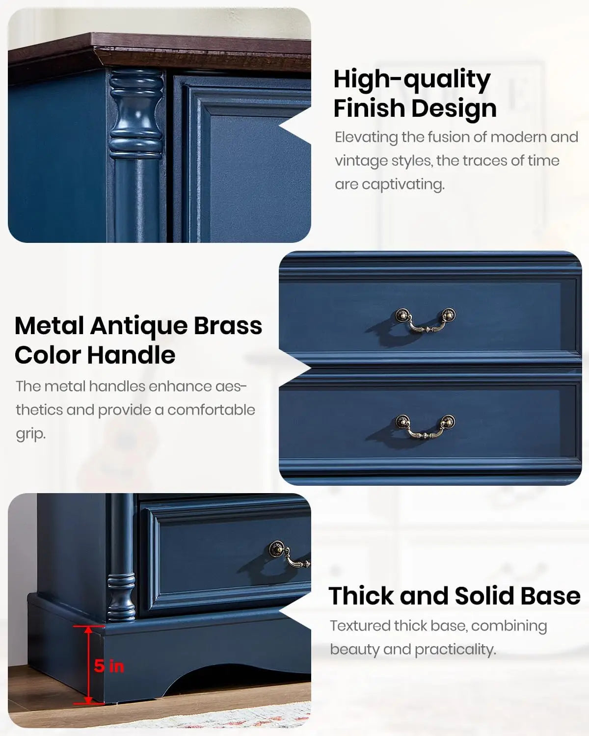 Farmhouse 9 Drawers Dresser for Bedroom with Charging Station, 54" Wide Wood Country Rustic Storage Dressers Organizer
