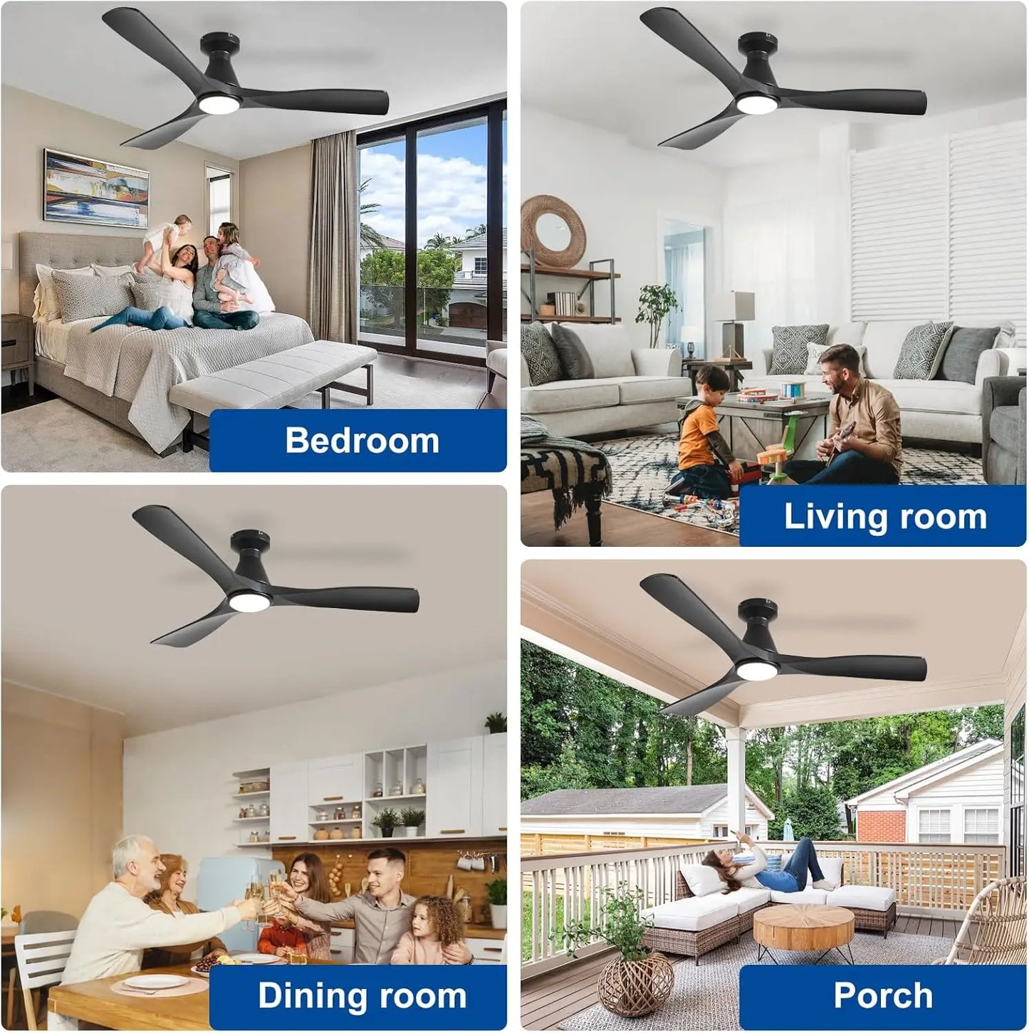 Ceiling Fan With Lights 3 Blade Flush Mount Dimmable Indoor Outdoor