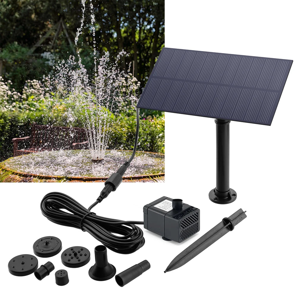 Solar Panel Fountain Pump 5W 180Lh for Garden and Aquarium