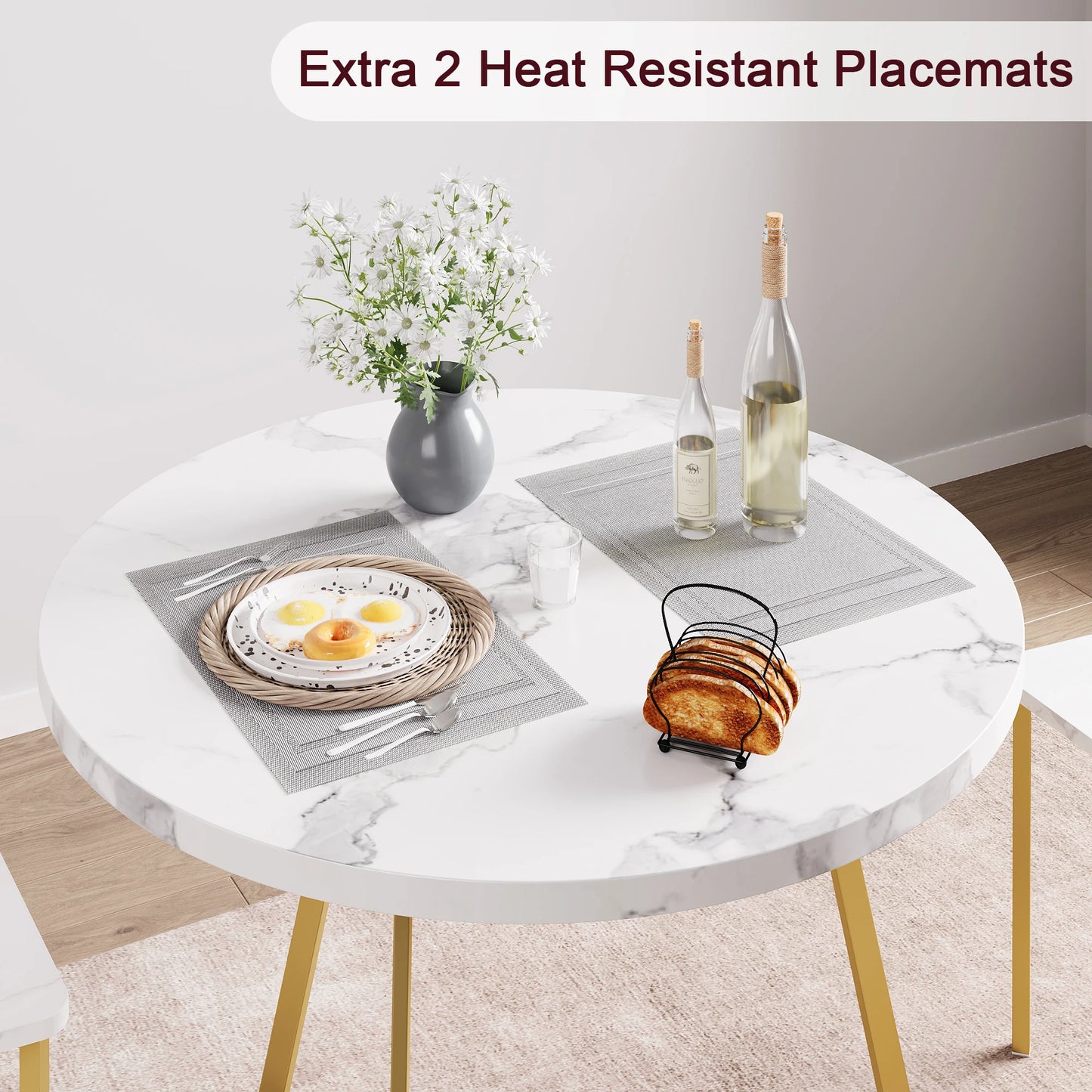 HiMISS Round Dining Table With Chairs Set For Small Space