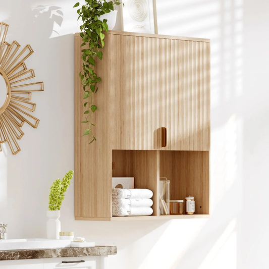 HiMISS Fluted Wall Mount Medicine Cabinet With Adjustable Shelves