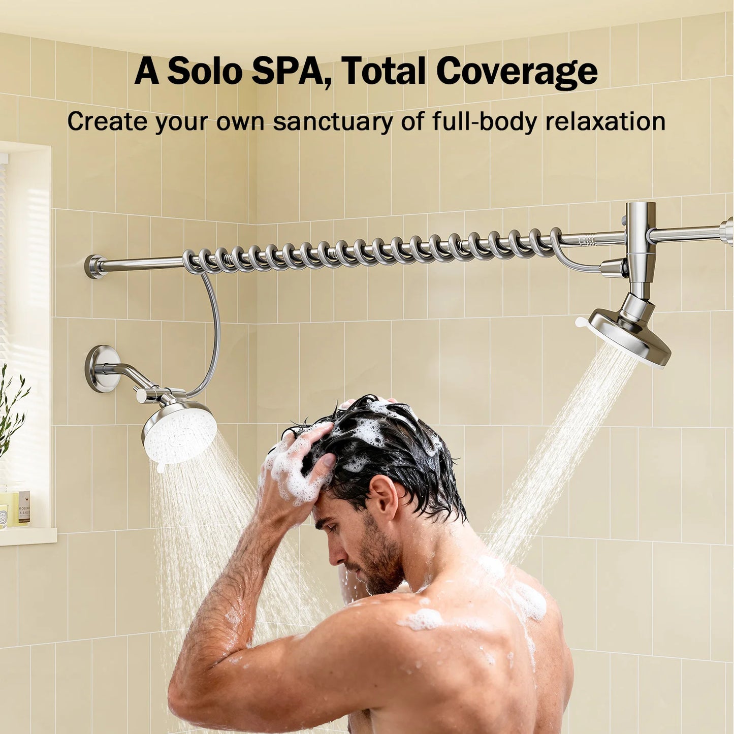 Dual Shower Head For Couples With Adjustable Slider High Pressure