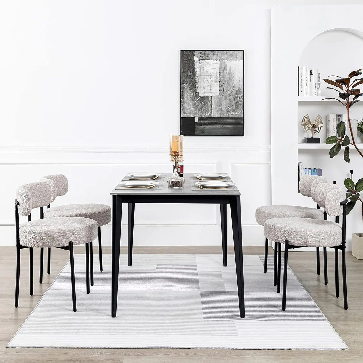 MOYU Boucle Dining Chairs Set of 4 Modern Upholstered