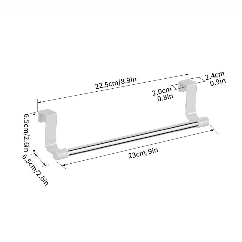 No Drill Over Cabinet Door Towel Rack Organizer for Kitchen