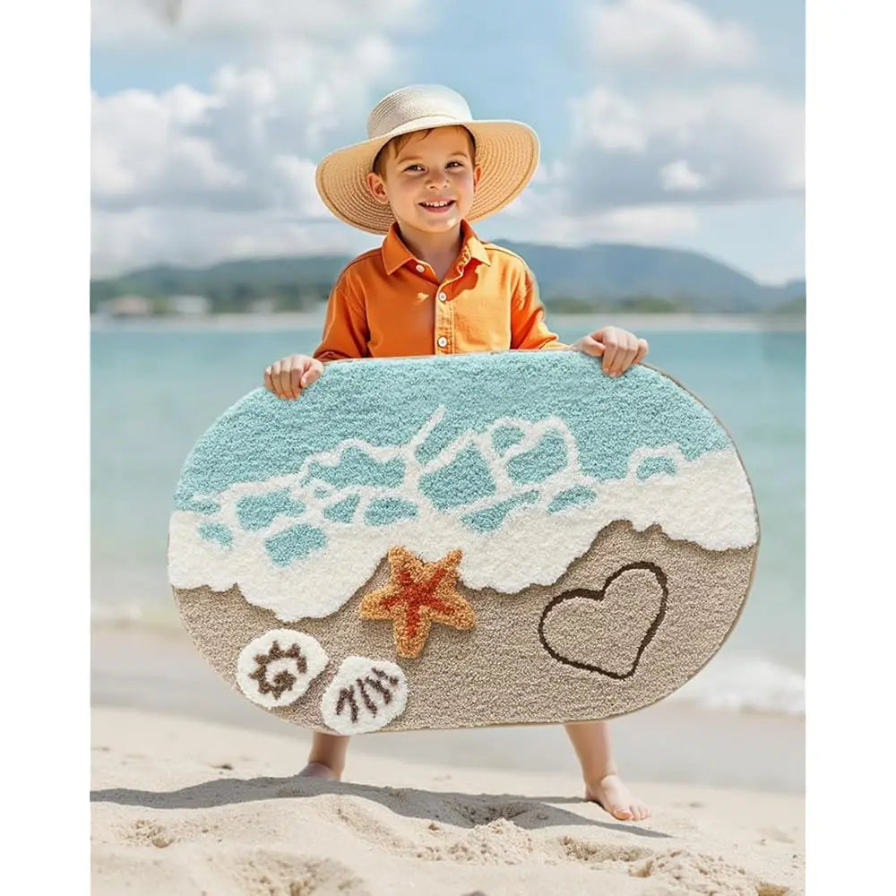 ZUIDID Ocean Starfish Bath Rug Set Non Slip Beach Mats