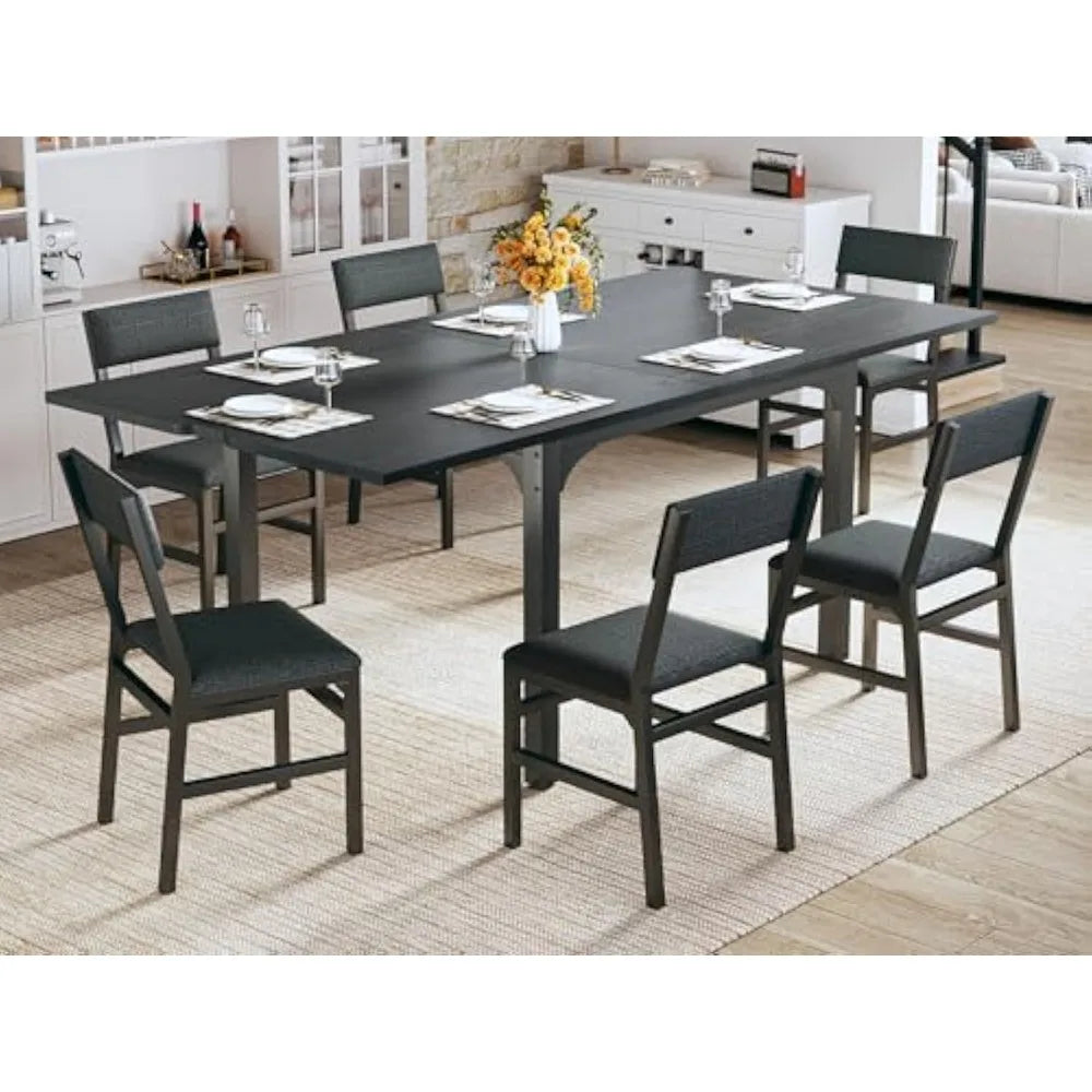Guangbai 7 Piece Extendable Dining Table Set With Cushioned Chairs