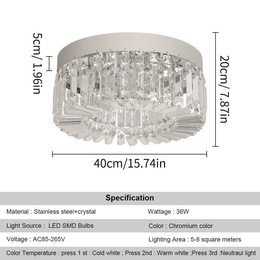 VETRULUS Crystal Ceiling Lamp Gold Modern Chandelier For Living Room