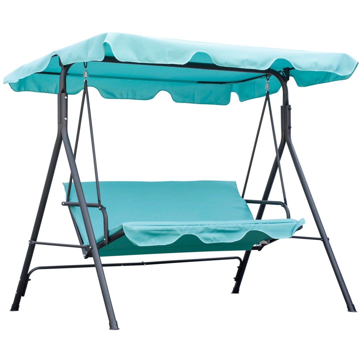Outsunny 3-Seat Porch Swing Hammock Bench With Adjustable Canopy