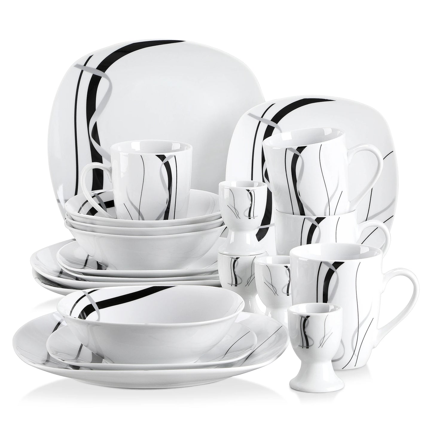 Malacasa Fiona Porcelain Dinnerware Set With Egg Cup Mug Bowl