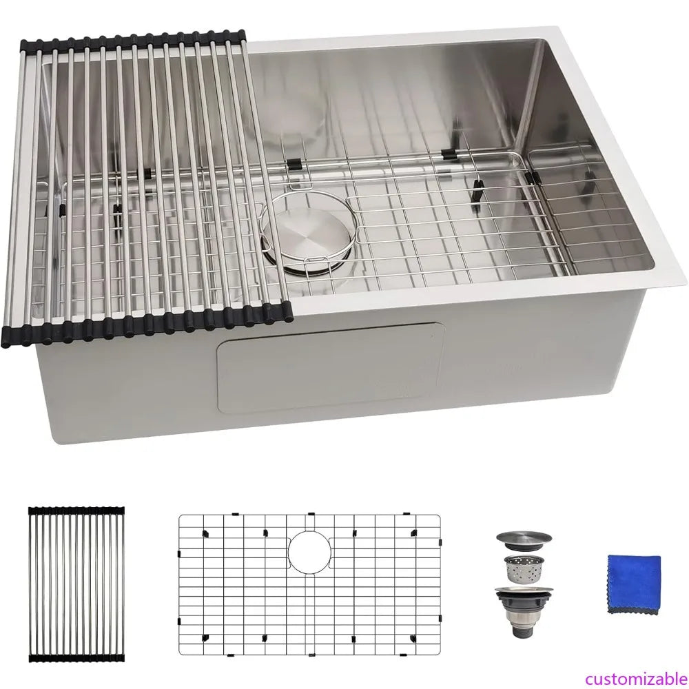 XMSJ Undermount 16 Gauge Stainless Steel Kitchen Sink