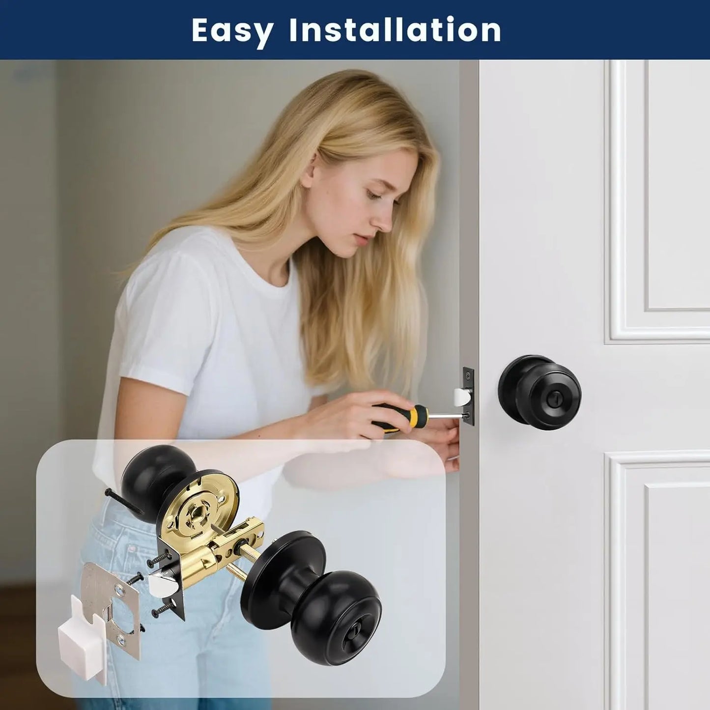 Privacy Door Knobs 10 Pack Keyless Interior Doors Bedroom Bathroom