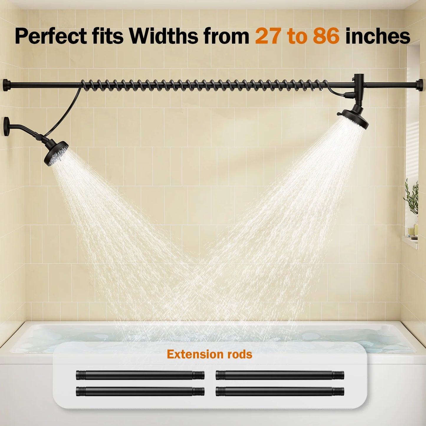 Dual Shower Head For Couples With Adjustable Slider High Pressure