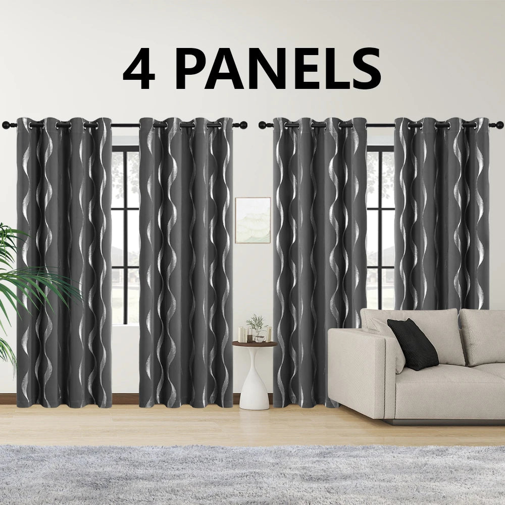 4 Piece Blackout Curtains With Grommet Thermal Insulated Bedroom