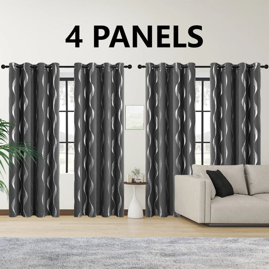 4 Piece Blackout Curtains With Grommet Thermal Insulated Bedroom