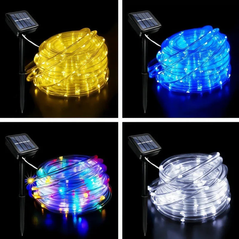 IEEYEEY LED Solar Rope Light Garland For Outdoor Garden Decor