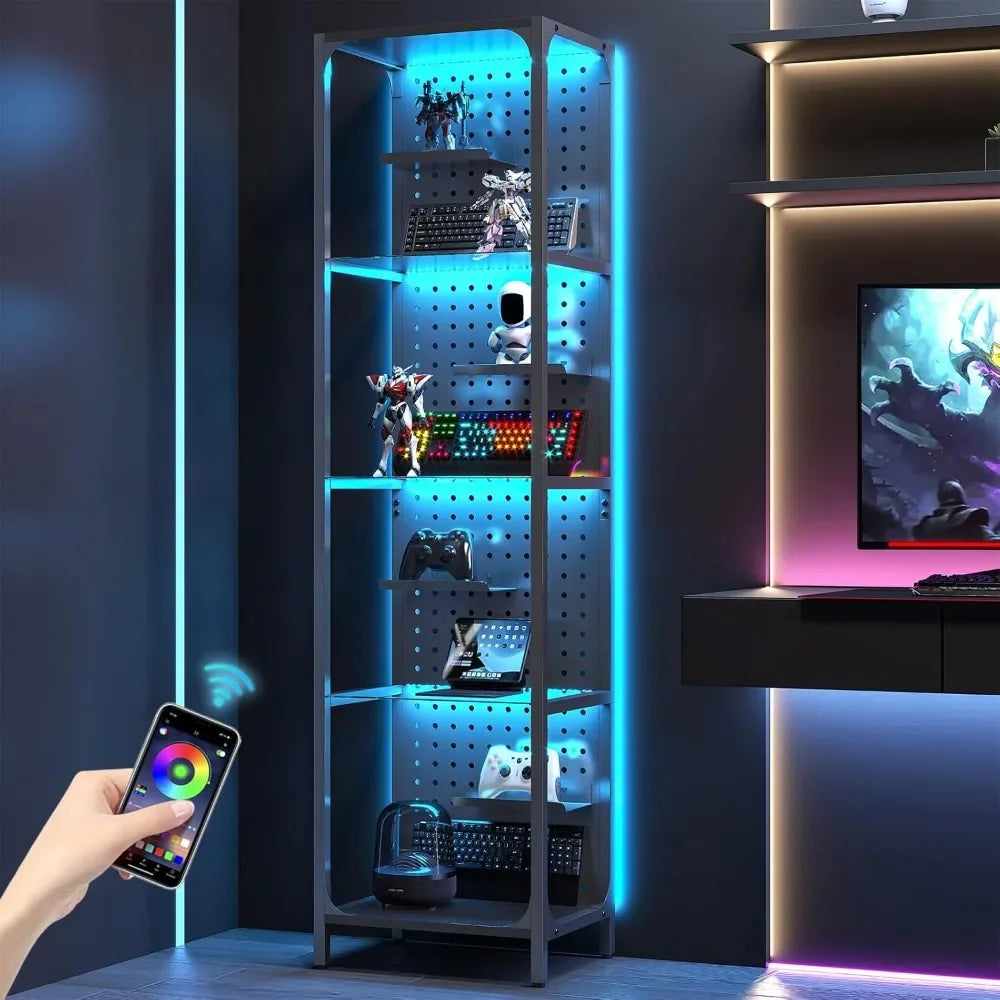 LED Glass Display Cabinet For Collectibles With Four Shelves