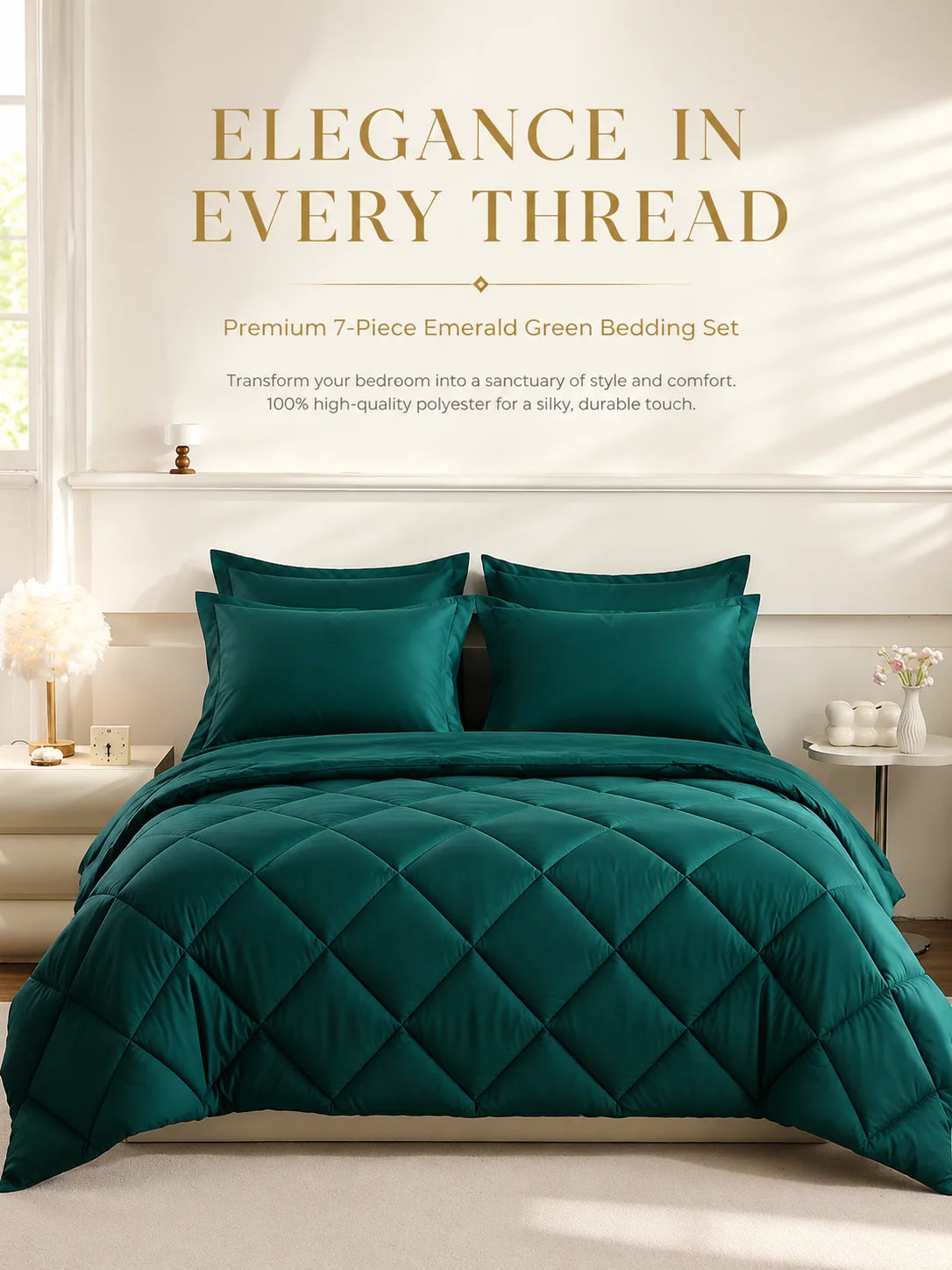 EasYum Seven Piece Bedding Set With Comforter Sheets And Pillowcases