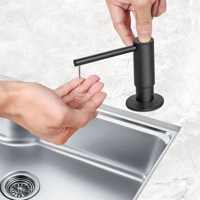 Samodra Black Liquid Soap Dispenser With Brass Pump Head