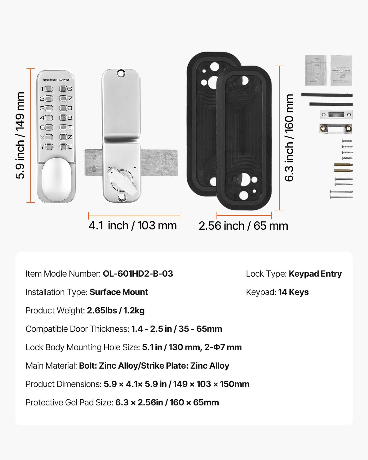 SucceBuy Mechanical Keypad Keyless Entry Door Lock 14 Keys