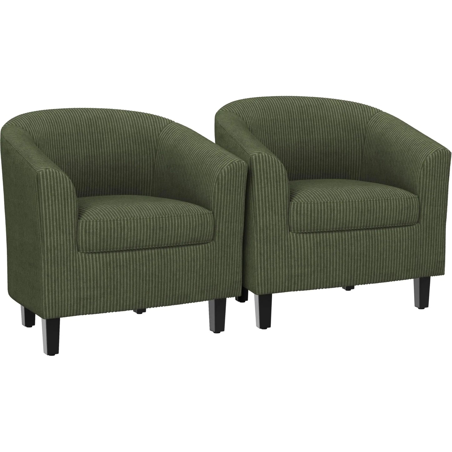 Barrel Chairs Set of 2 Faux Leather Club Armchairs PU Accent Chairs with Padded Seat for Living Room Black