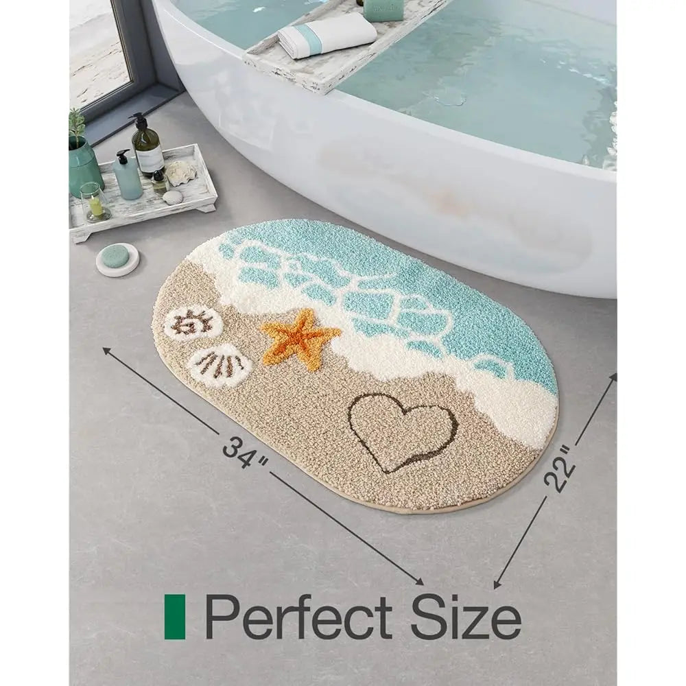 ZUIDID 2-Piece Beach Bathroom Rugs Set Non Slip Bath Mats