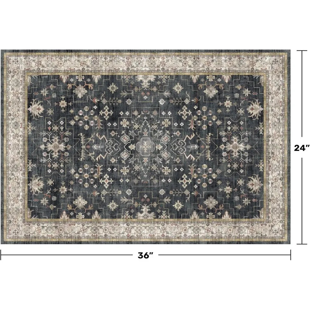 Washable Entry Rug With Non Slip Rubber Backing For Entryways