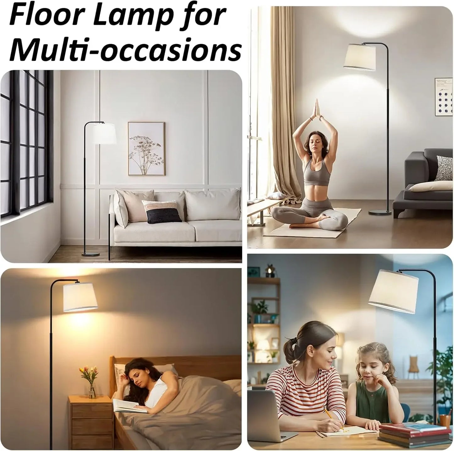 Modern Arc Floor Lamp With 3 Color Temperatures Adjustable Head
