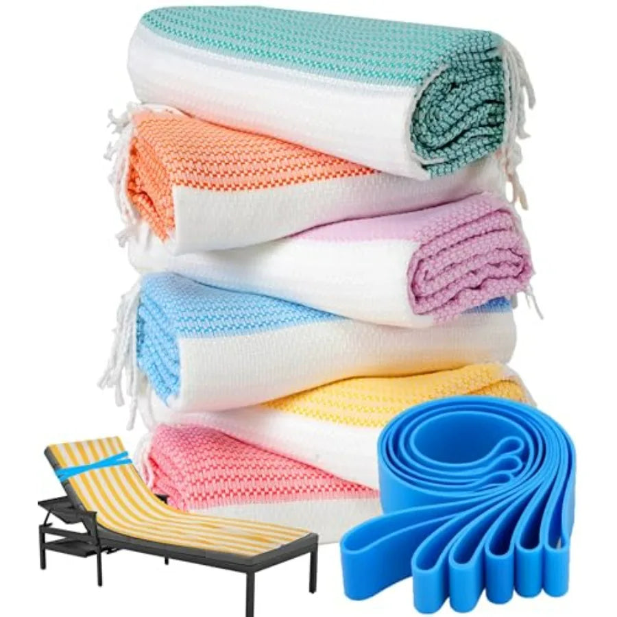 Turkish Cotton Blend Beach Towel Set For Pool And Swim