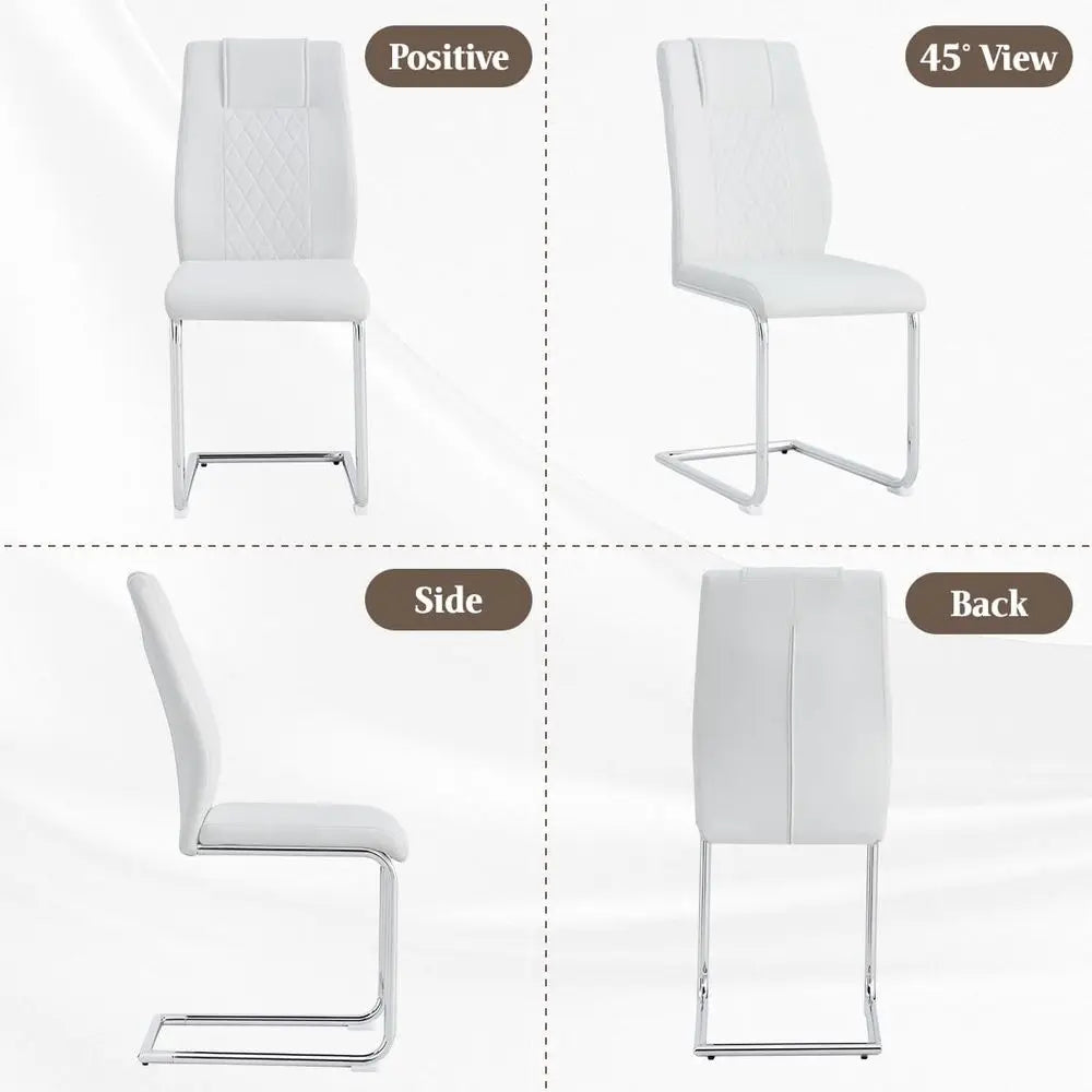 Dining Chairs High Back Waterproof Leather Upholstered Wood Frame