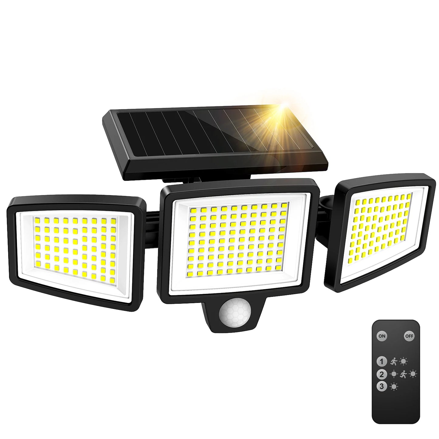 SZRSTH 3 Head Solar Outdoor Motion Sensor Security Light