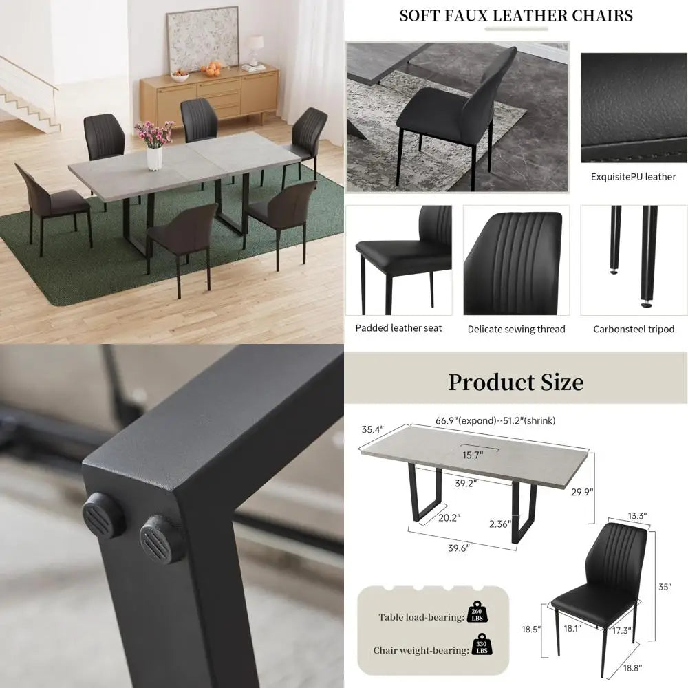 Mid-Century Extendable Dining Table Set With Upholstered Chairs