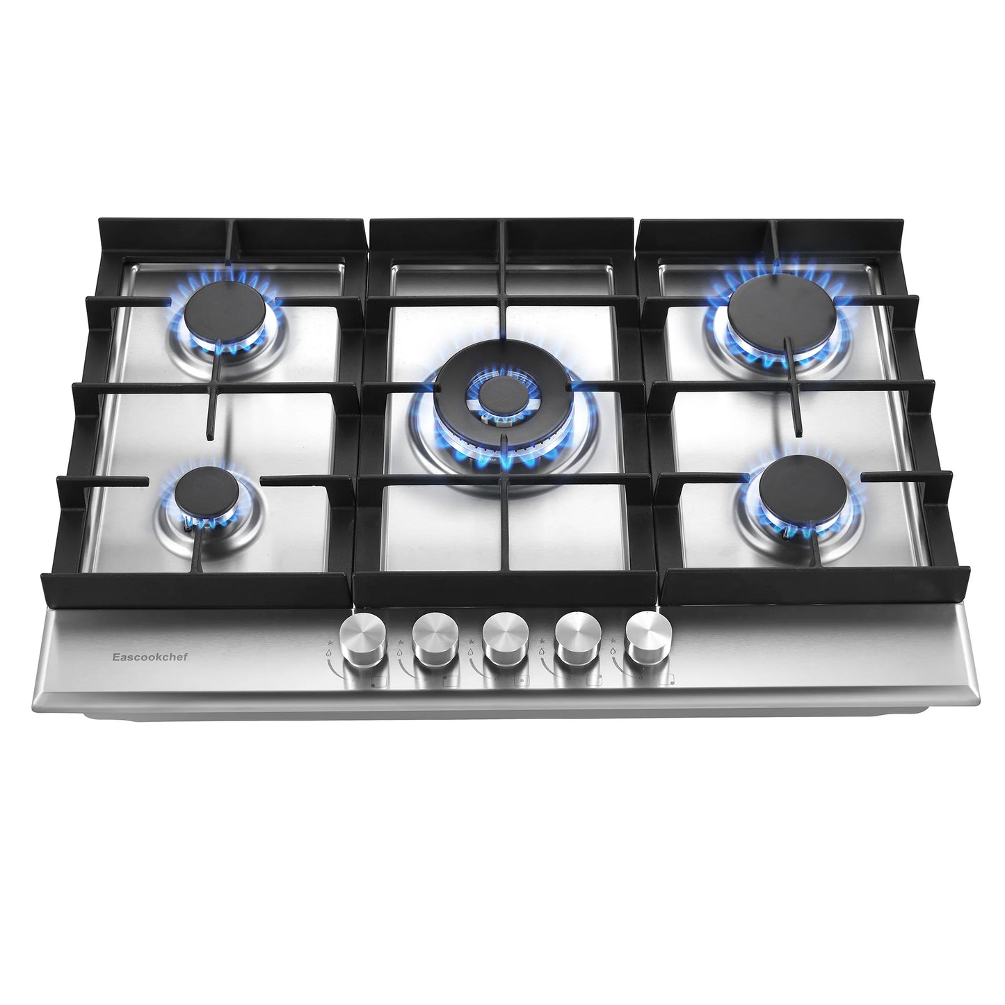 TopStrong 30 Inch Built In Stainless Steel Gas Cooktop Five High Power Burners