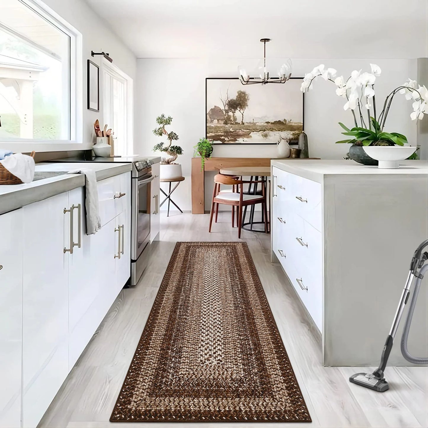 HiMISS Washable Braided Area Rug Non Slip Living Room Carpet
