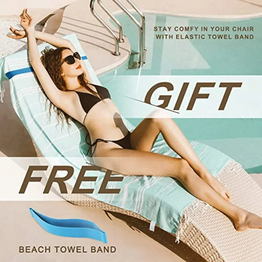 Turkish Cotton Beach Towel Set for Pool and Swim Outdoors