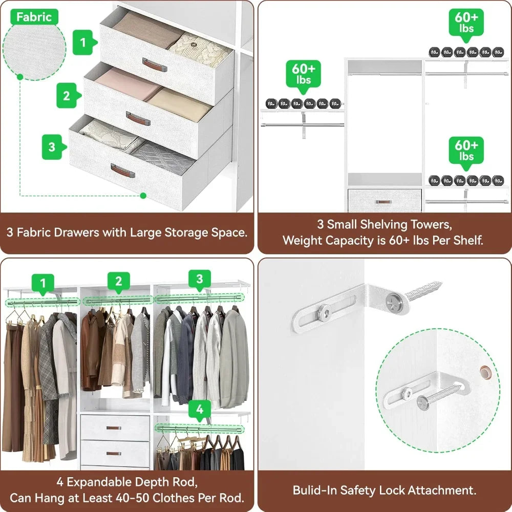 Walk In Closet Organization System With Adjustable Shelves