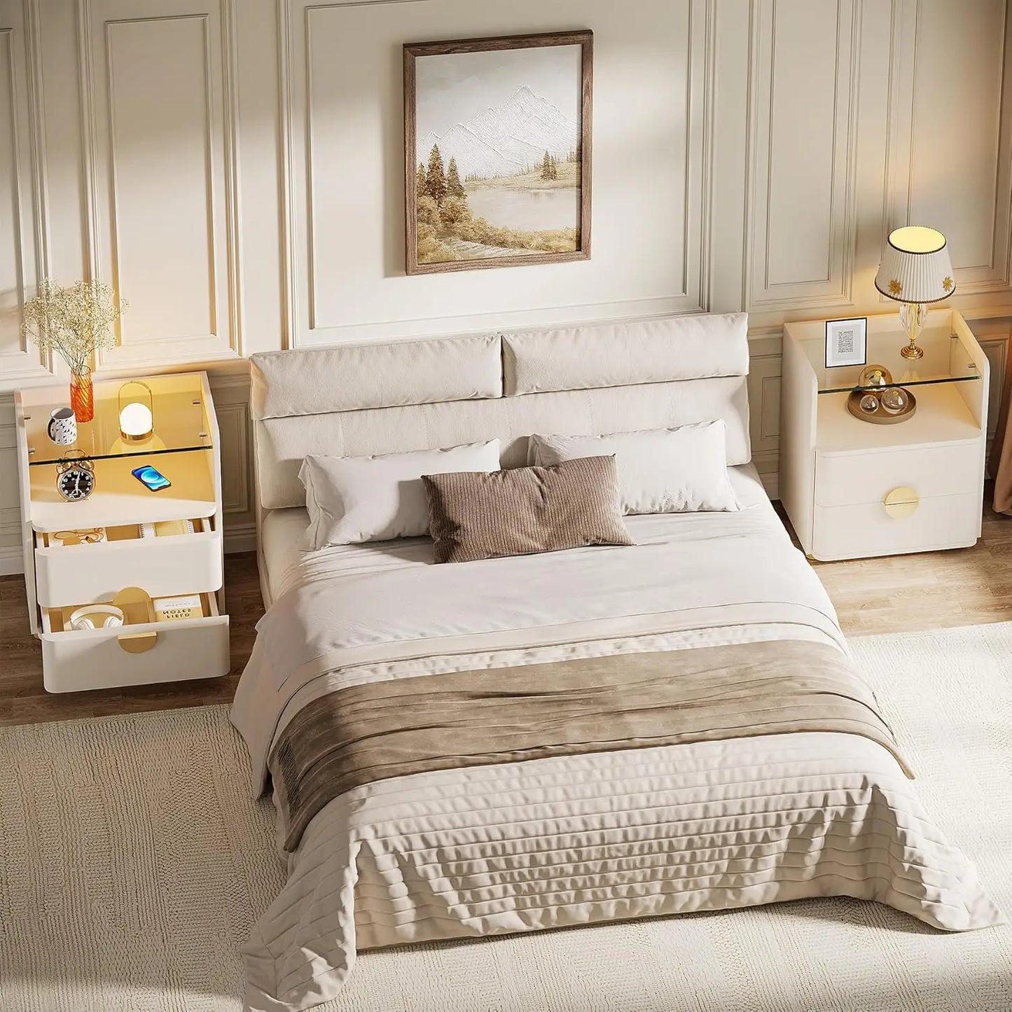 Little Tree Nightstand With 2 Drawers And Open Storage Shelf