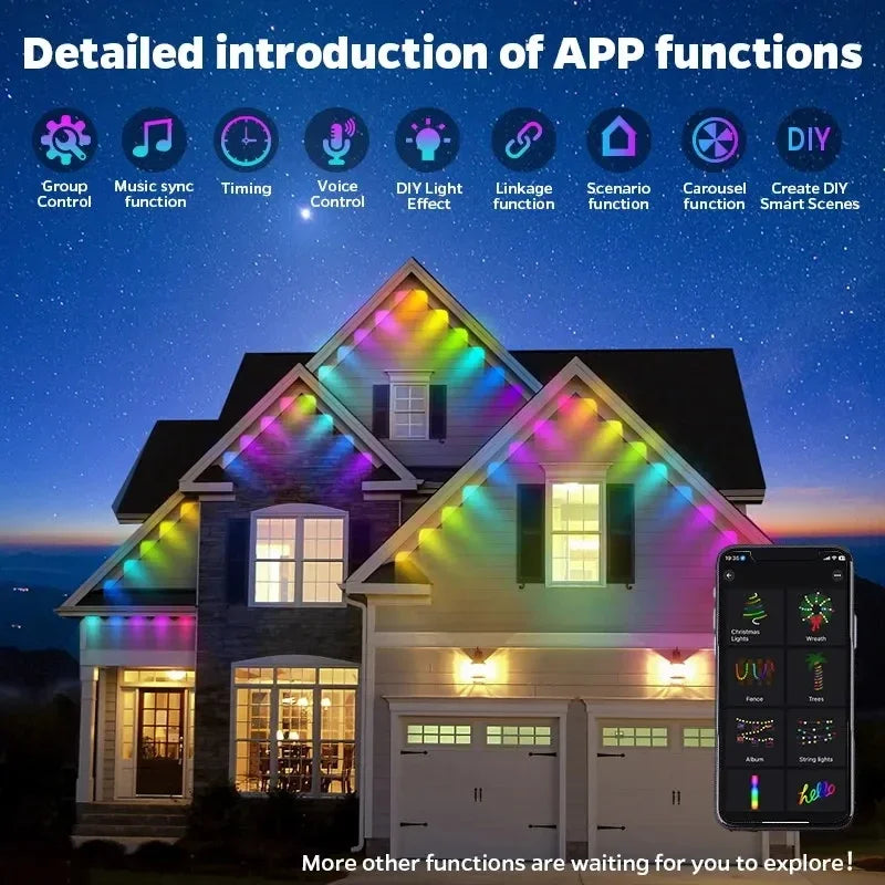 MIMIRGB Outdoor Eaves Lights LED String Strip With App Control