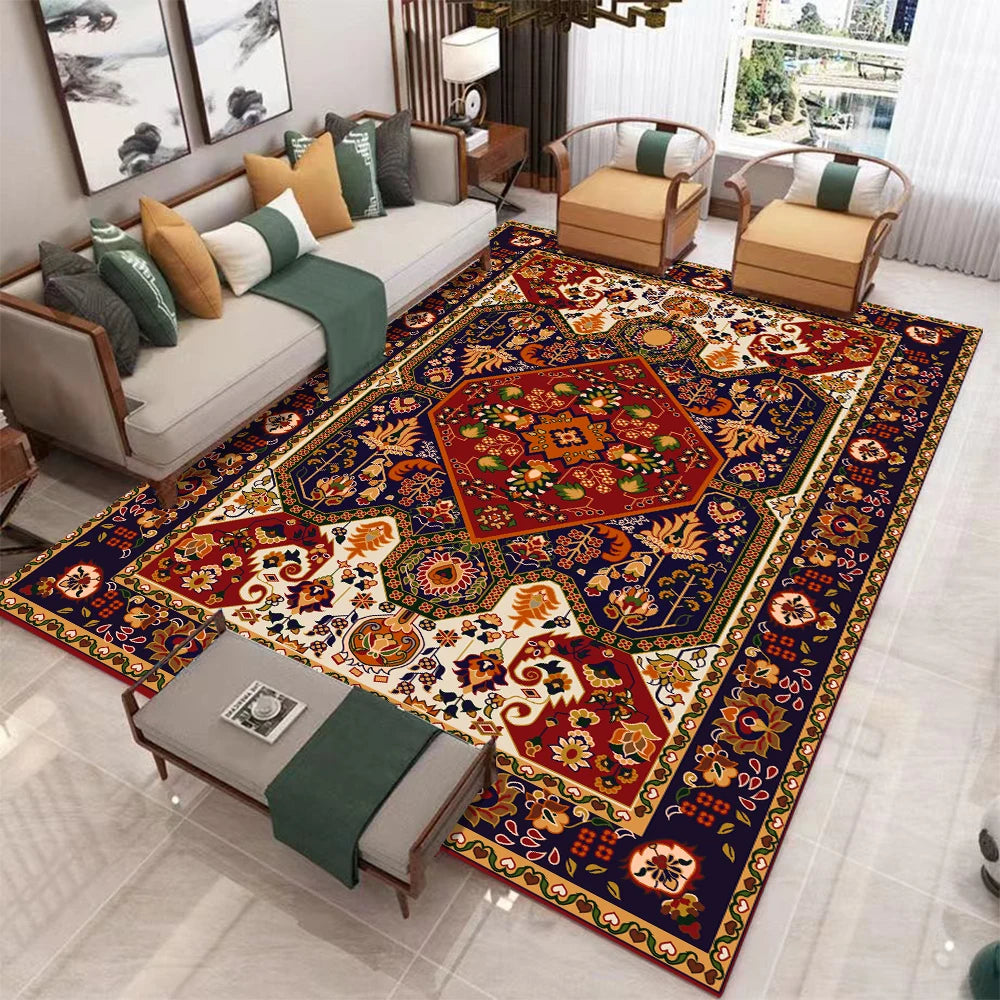 European Retro Living Room Carpet Non Slip Washable Rug